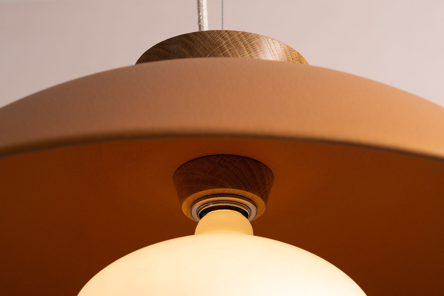 Terracotta XL Dawn Pendant Light in Ceramic and Oak by StudioHaran